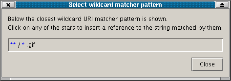 Screenshot showing the Cocoon URI matcher helper.