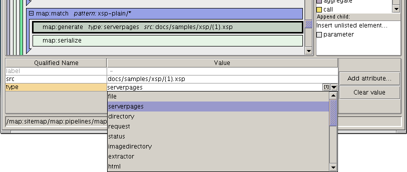 Screenshot of Pollo showing the dynamically generated attribute selectionlist